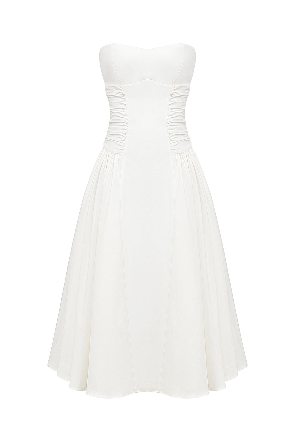 White – Chic Solid Color Strapless Dress