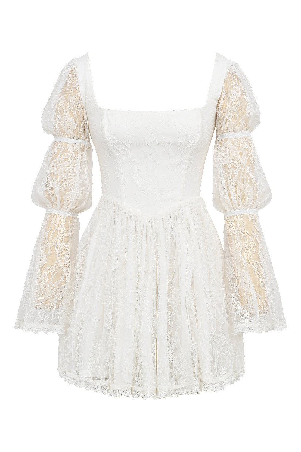 White - Elegant Lace Fitted Dress