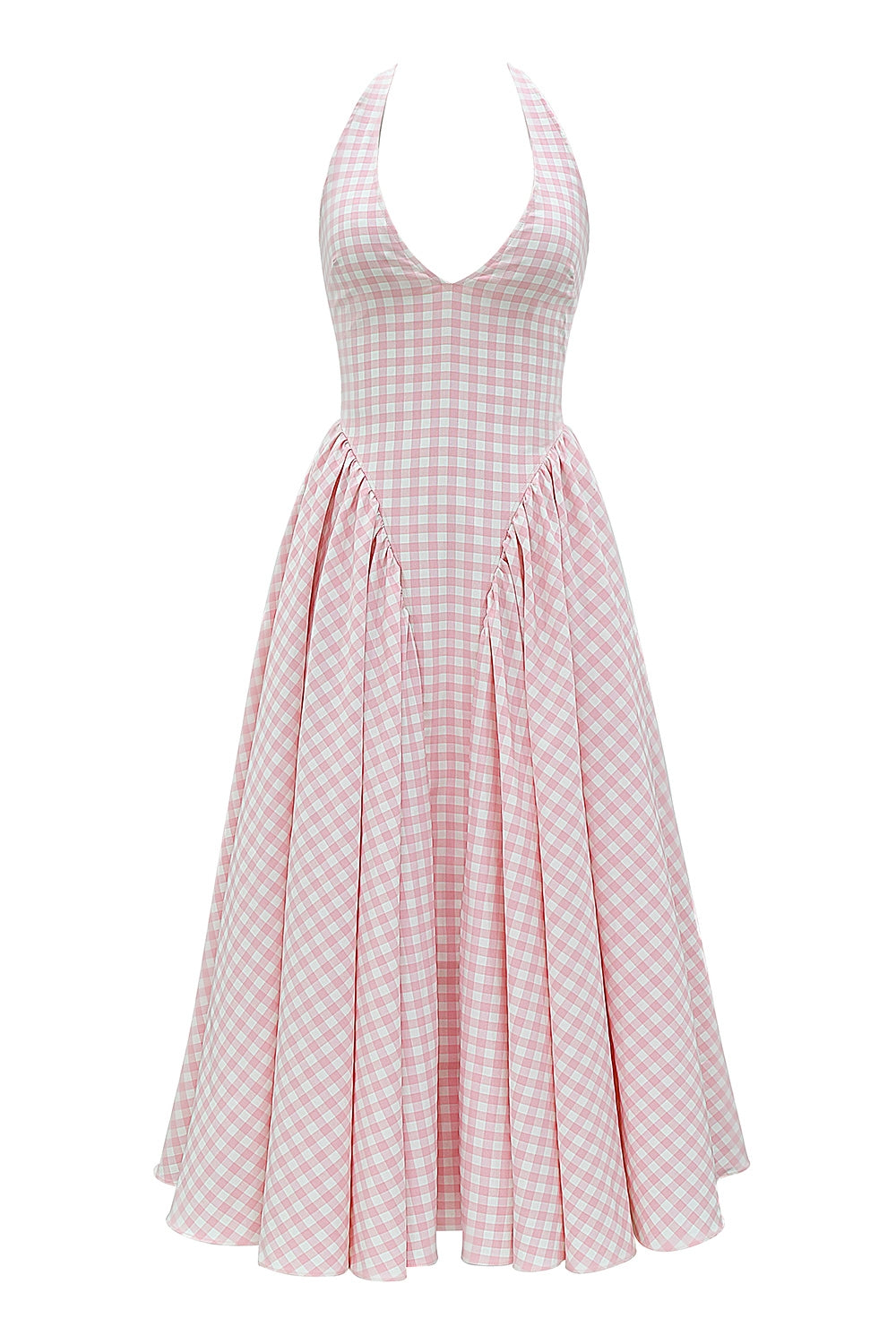 Pink – Sweet Pink Plaid Halter Dress
