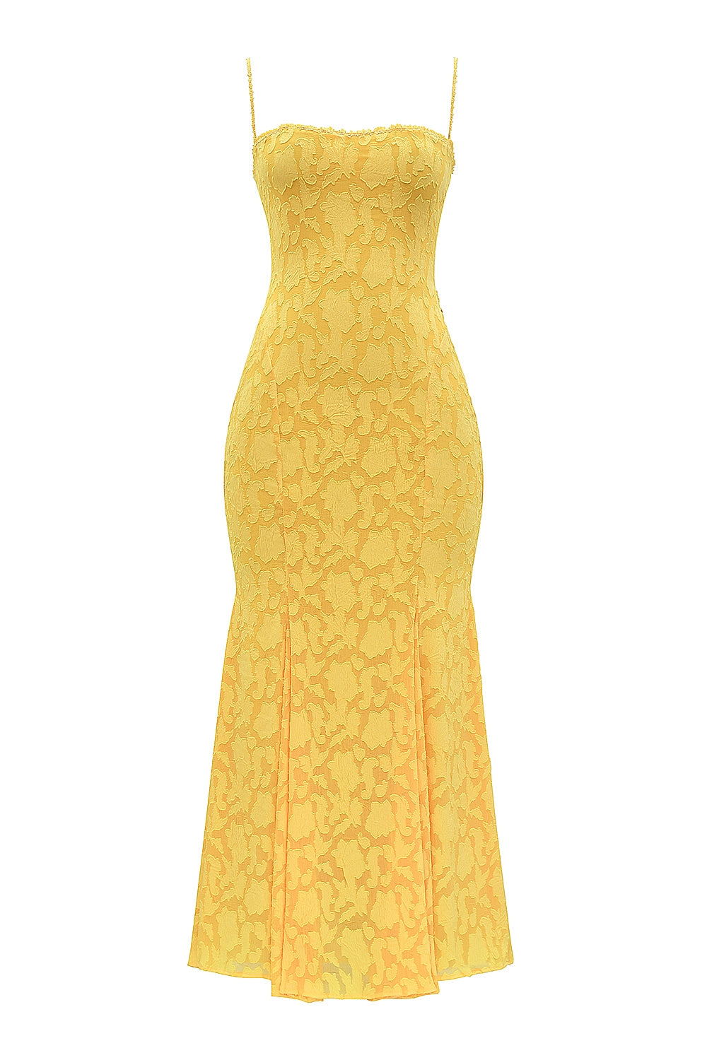 Yellow – Elegant Waist-Cinched Slip Dress