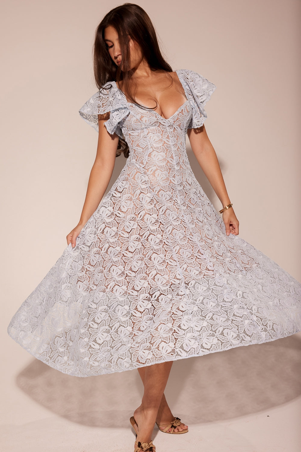 Blue – Vintage Lace Sexy A-Line Dress
