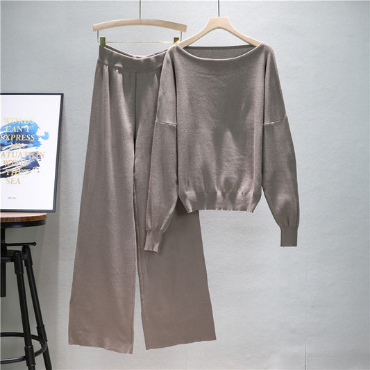 Camel – Loose Fit Knit Sweater Two Piece Set
