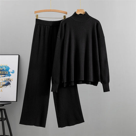 Black - Loose-Fit Fashion Casual Two Piece Set