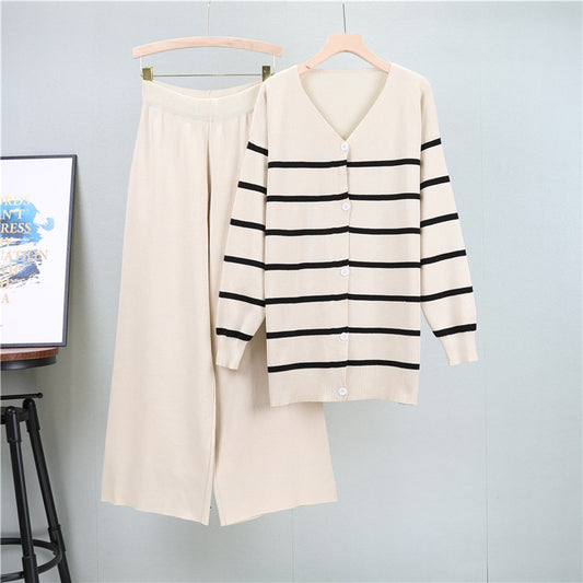 Apricot - Trendy Casual Wide-Leg Two Piece Set