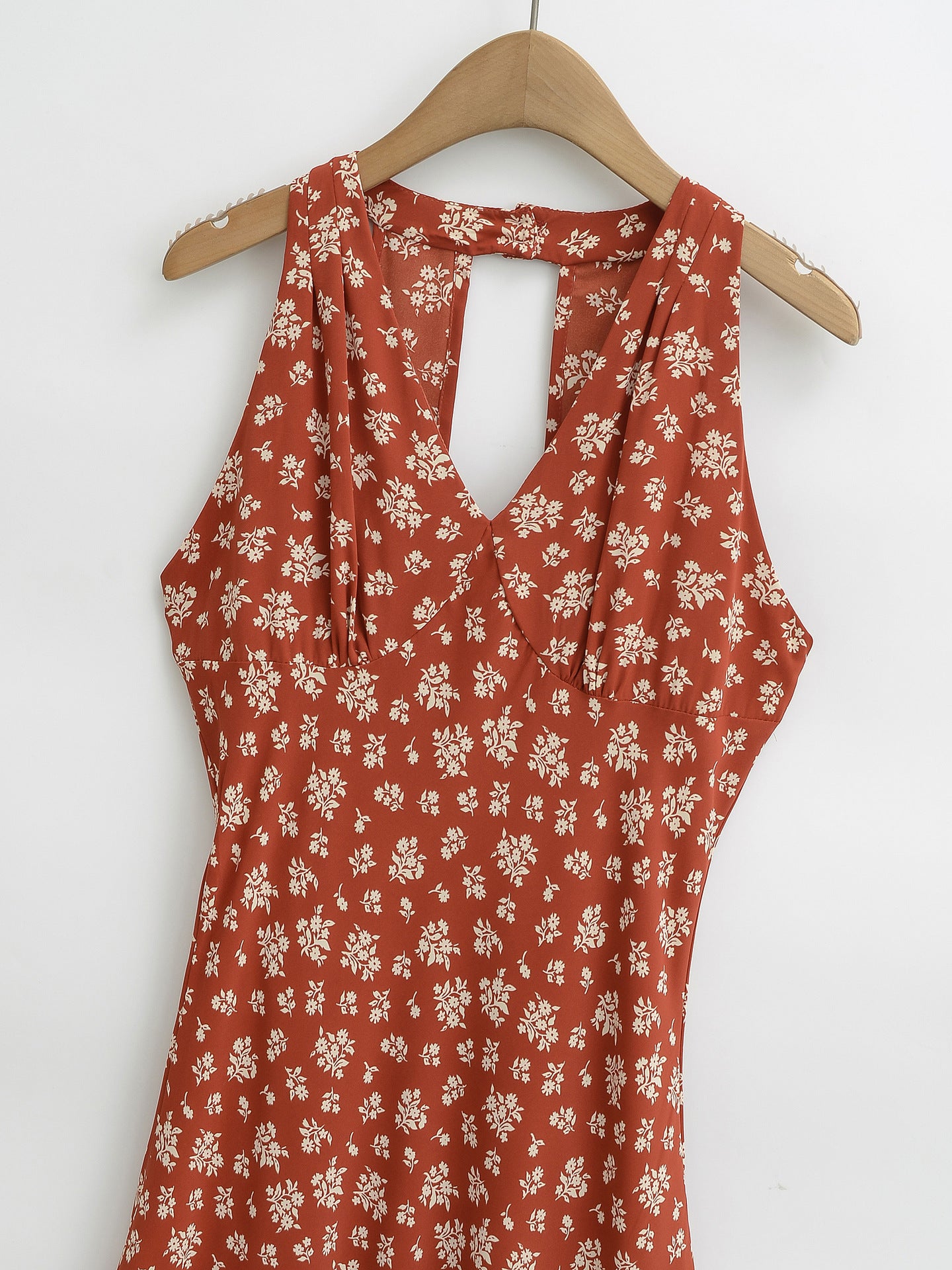 Red – Floral Halter Neck Sexy Dress