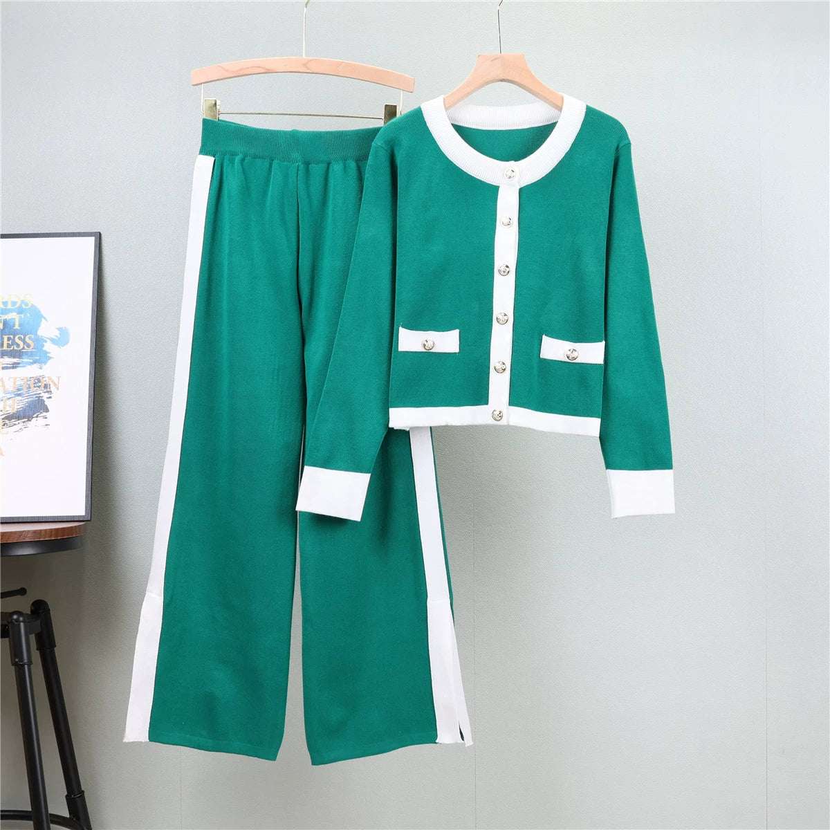 Green – Elegant Slimming Two Piece Set
