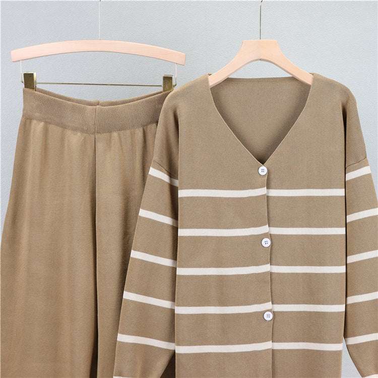 Khaki - Trendy Casual Wide-Leg Two Piece Set