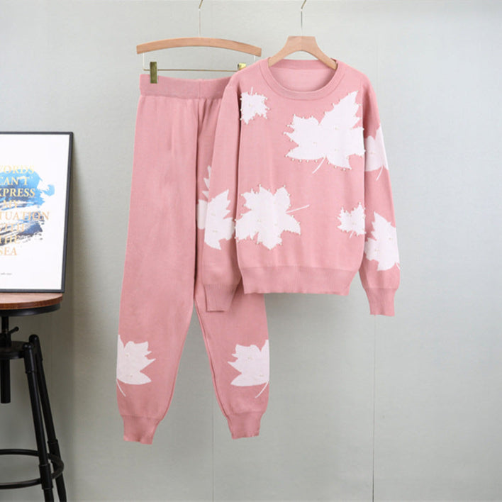 Pink - Elegant Casual Sweater Two Piece Set