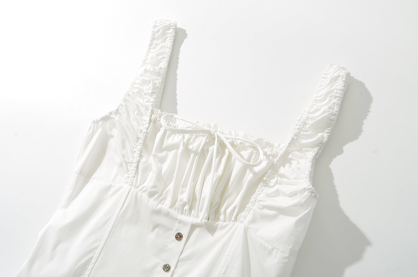 White – High Waist Slim Solid Color Dress