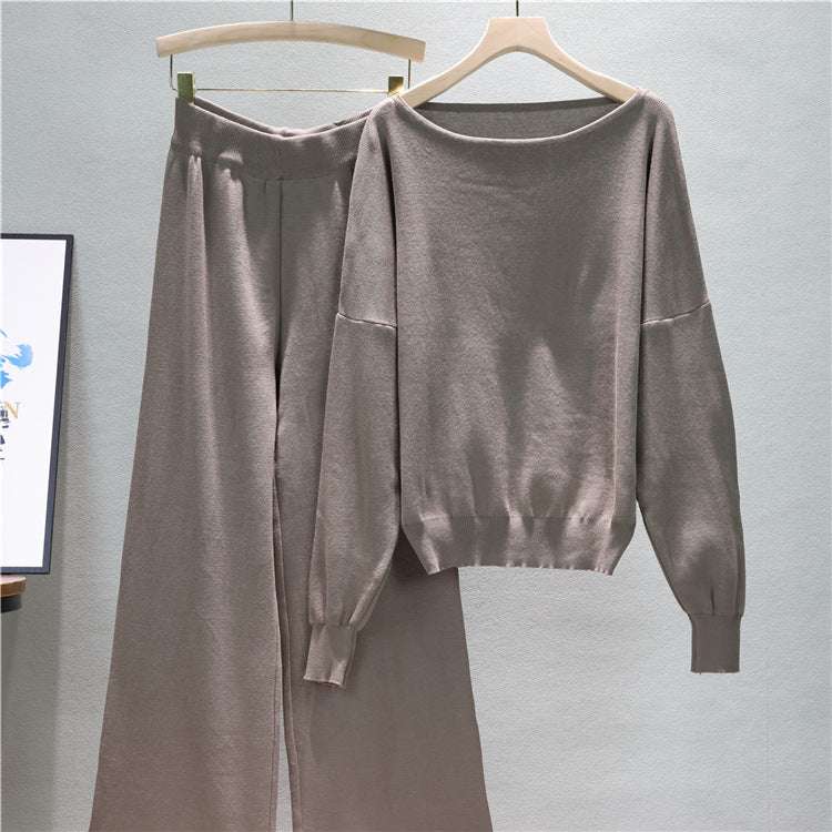 Camel – Loose Fit Knit Sweater Two Piece Set