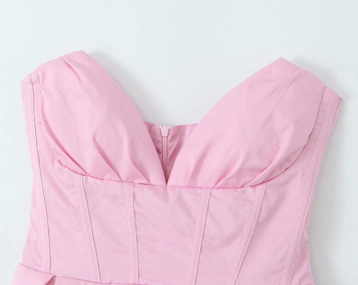 Pink-Purple – Strapless Waist-Cinching Sexy Dress