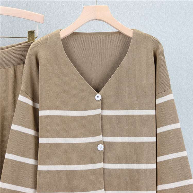 Khaki - Trendy Casual Wide-Leg Two Piece Set