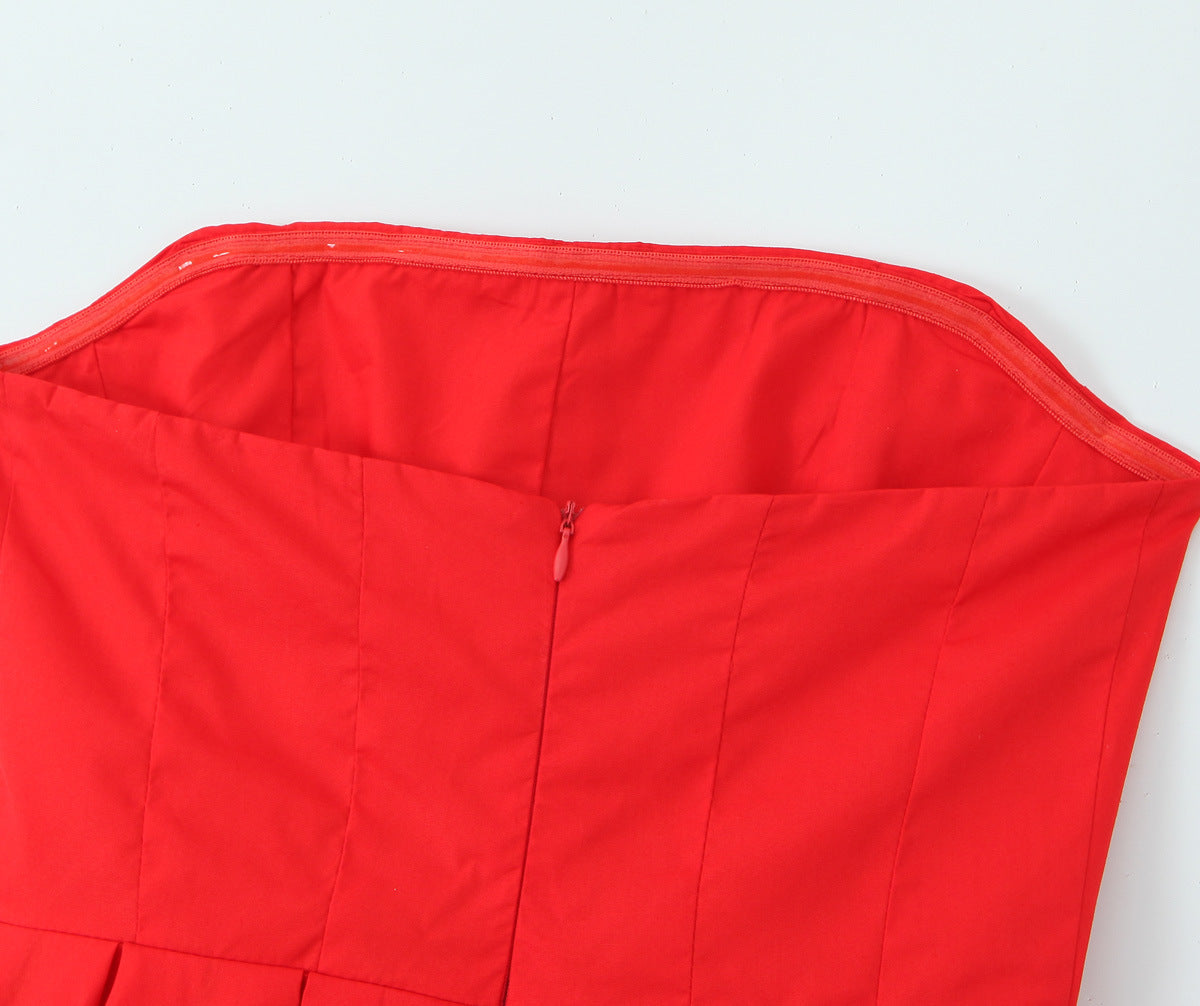 Red – Strapless Backless Mini Dress