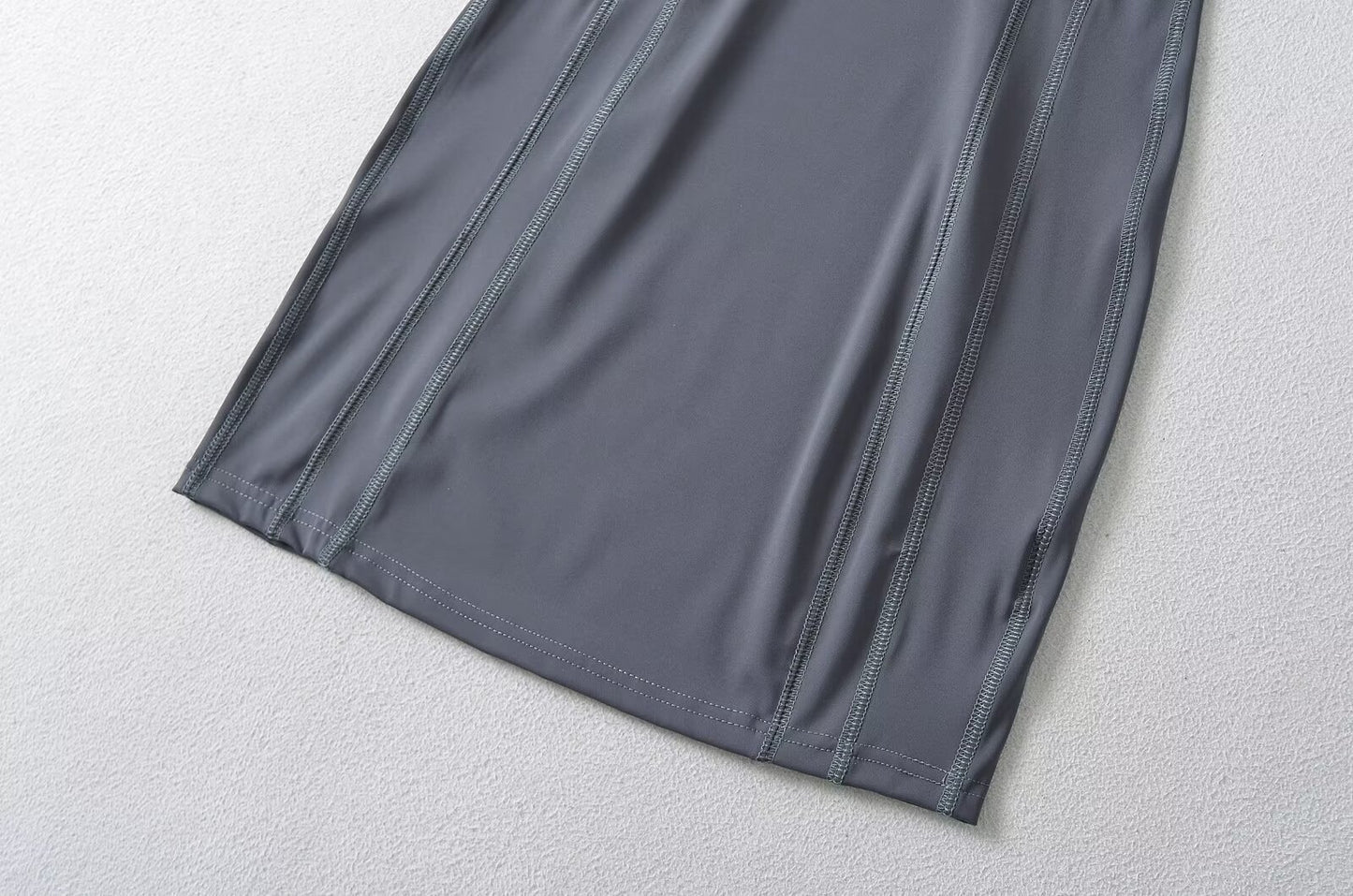 Dark Gray – Slim Fit Waist-Cinching Mini Dress