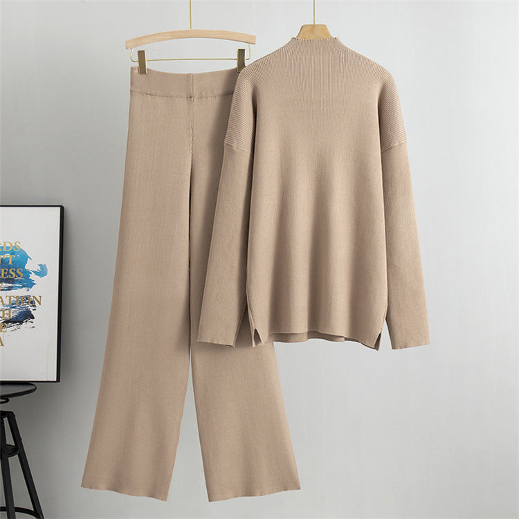 Khaki - Rhinestone Letter Casual Two Piece Set