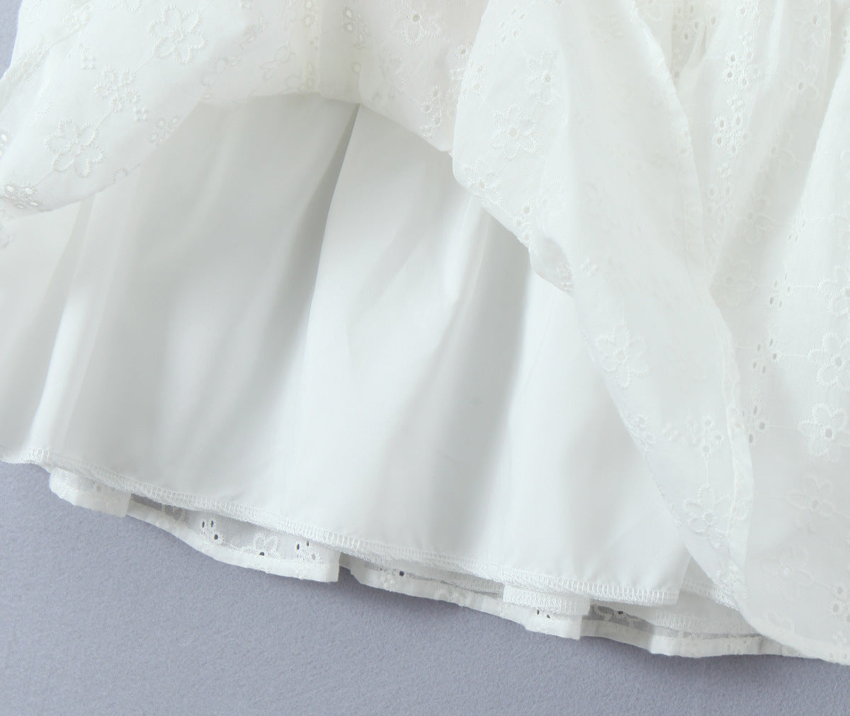 White - Lace Spliced Spaghetti Strap Dress
