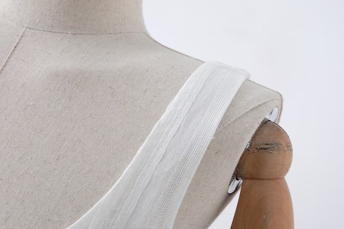 White – Vintage Jacquard Waist-Tightening Dress