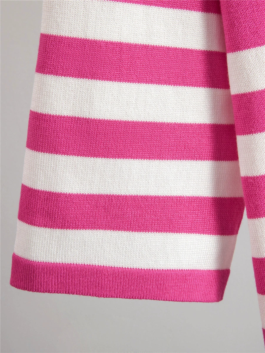 Rose Red – Striped Tank Fitted Two-Piece Set