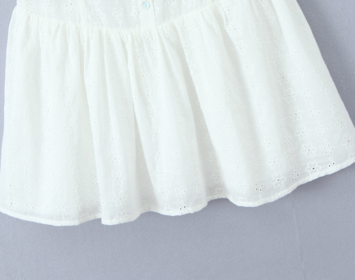 White - Lace Spliced Spaghetti Strap Dress