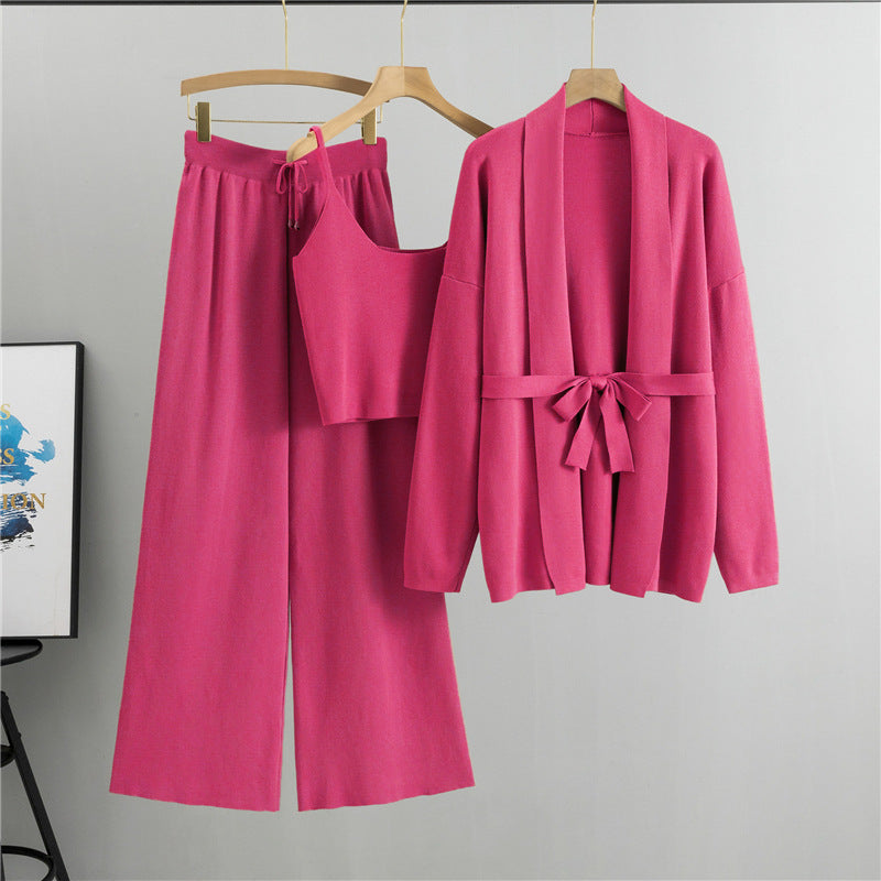 Rose Red – Cardigan Jacket & Camisole Three Piece Set.