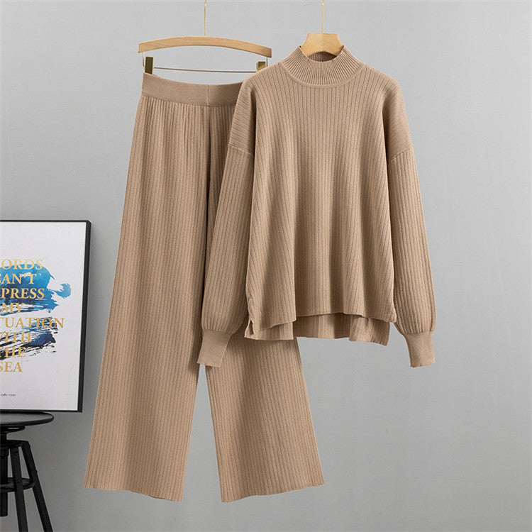 Khaki - Loose-Fit Fashion Casual Two Piece Set
