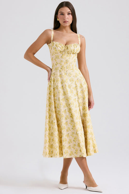 Yellow - Backless Slim-Fit Spaghetti Strap Dress