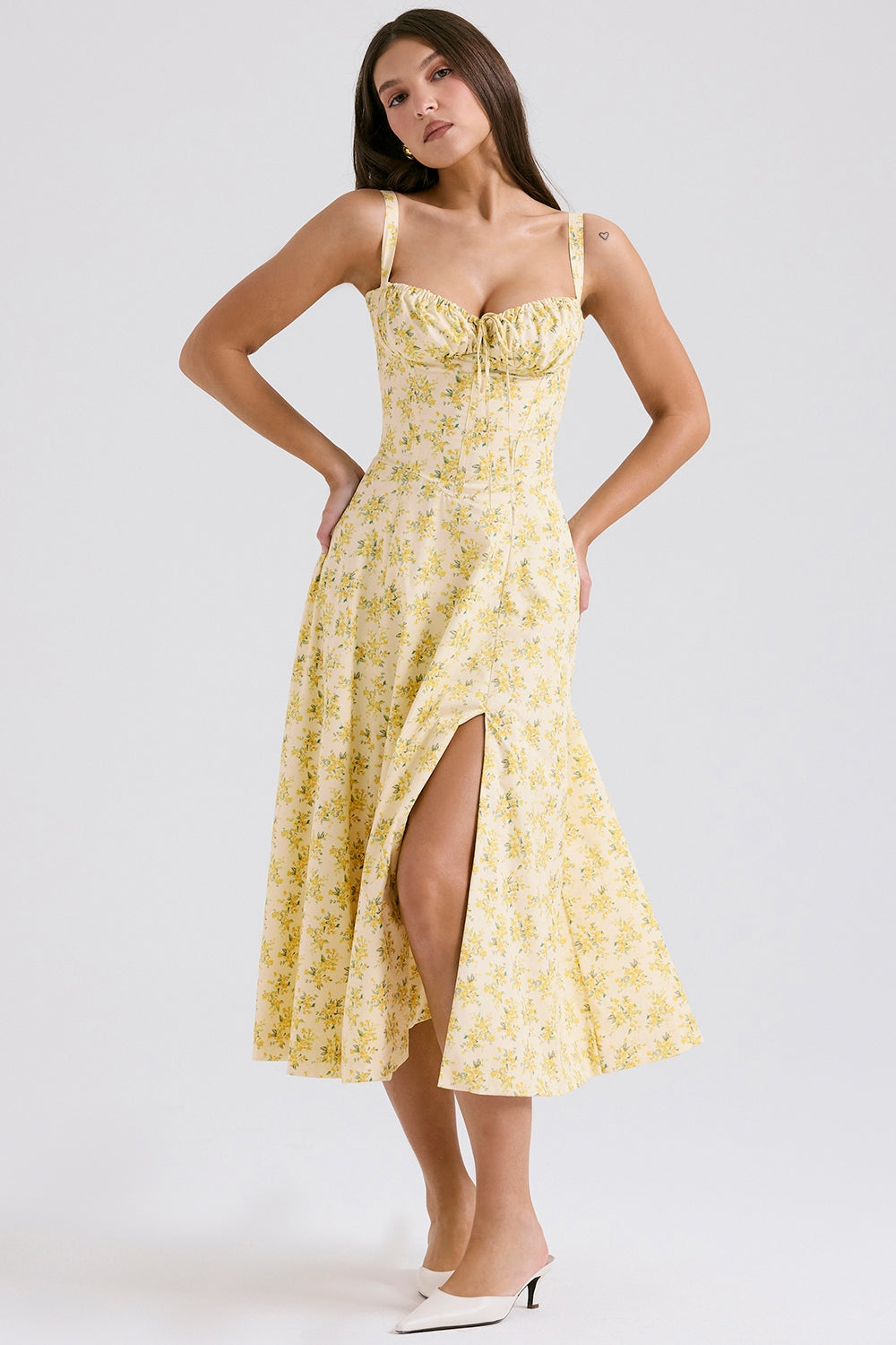 Yellow - Backless Slim-Fit Spaghetti Strap Dress