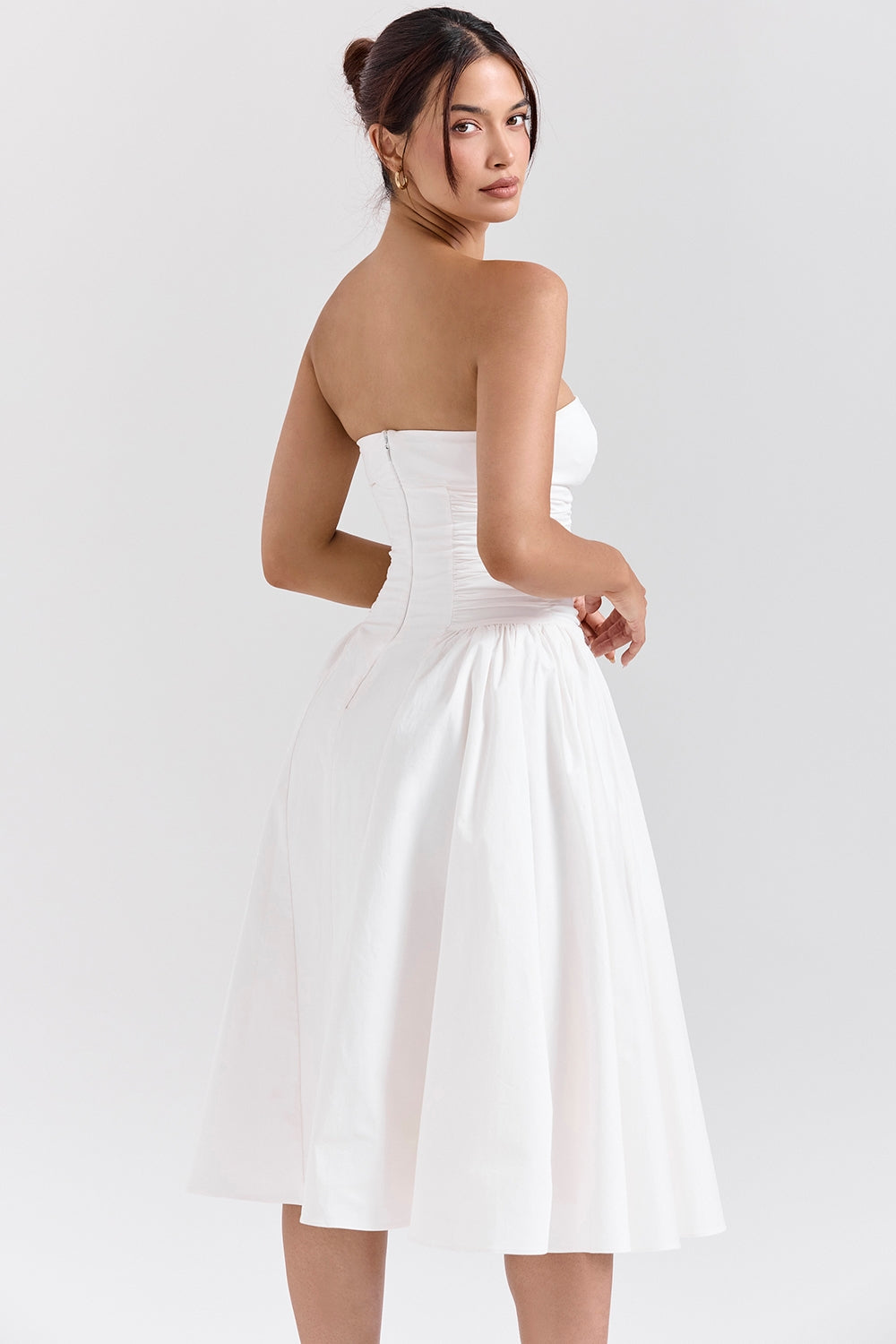 White – Chic Solid Color Strapless Dress