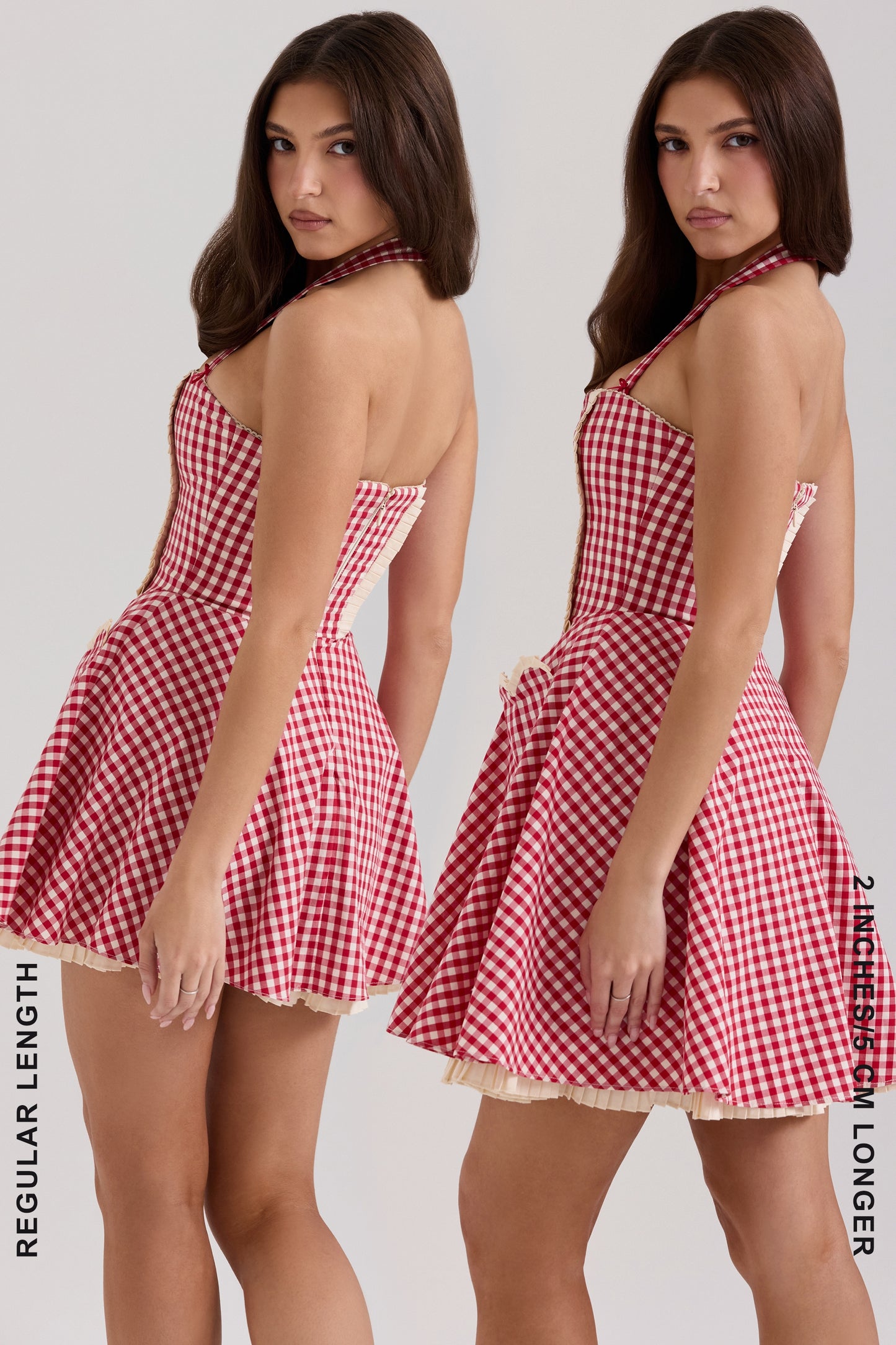 Red - Elegant Halter Lace-Panel A-Line Dress