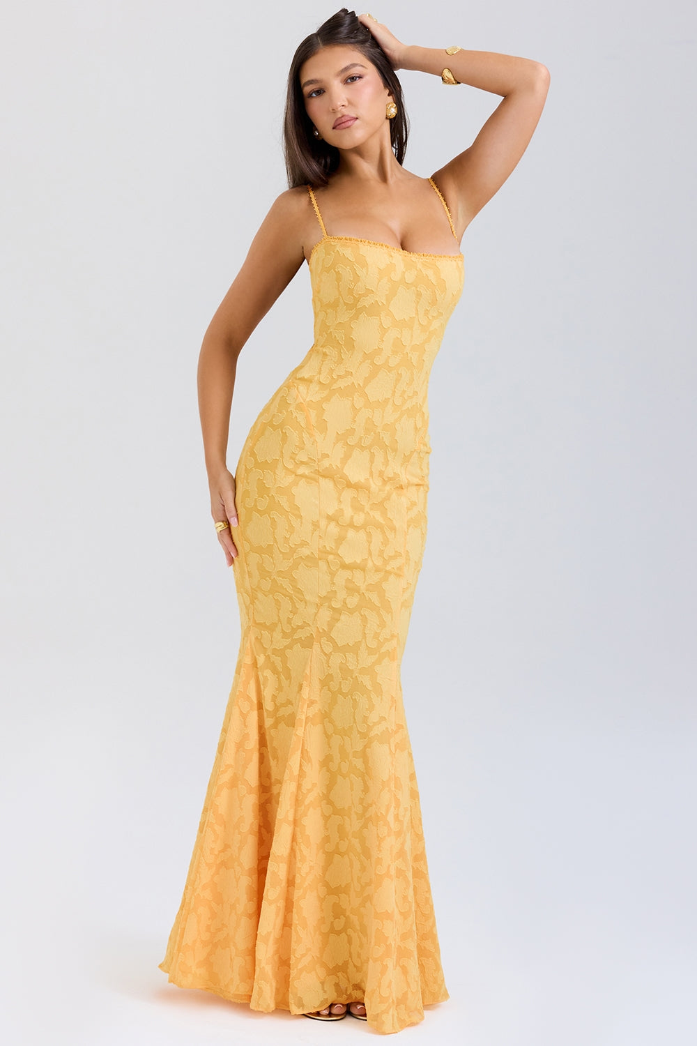 Yellow – Elegant Waist-Cinched Slip Dress
