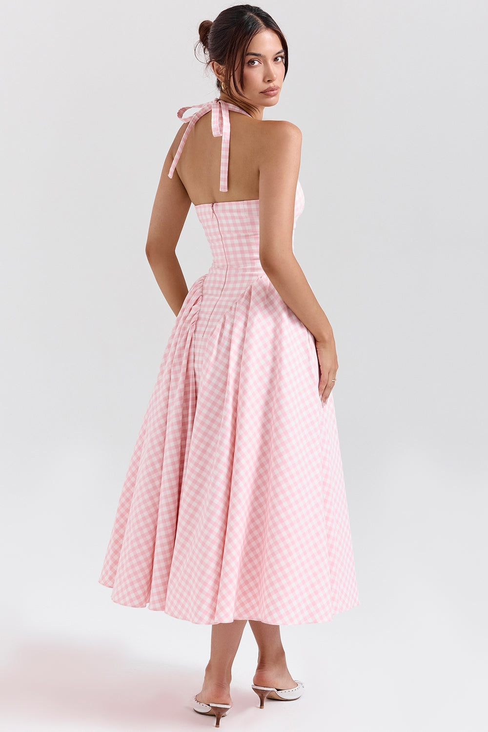 Pink – Sweet Pink Plaid Halter Dress