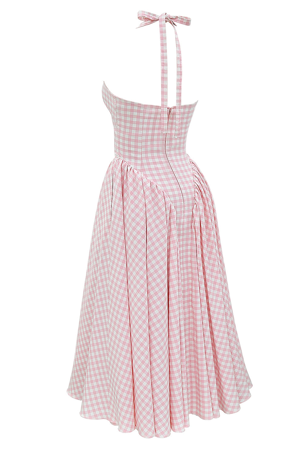 Pink – Sweet Pink Plaid Halter Dress