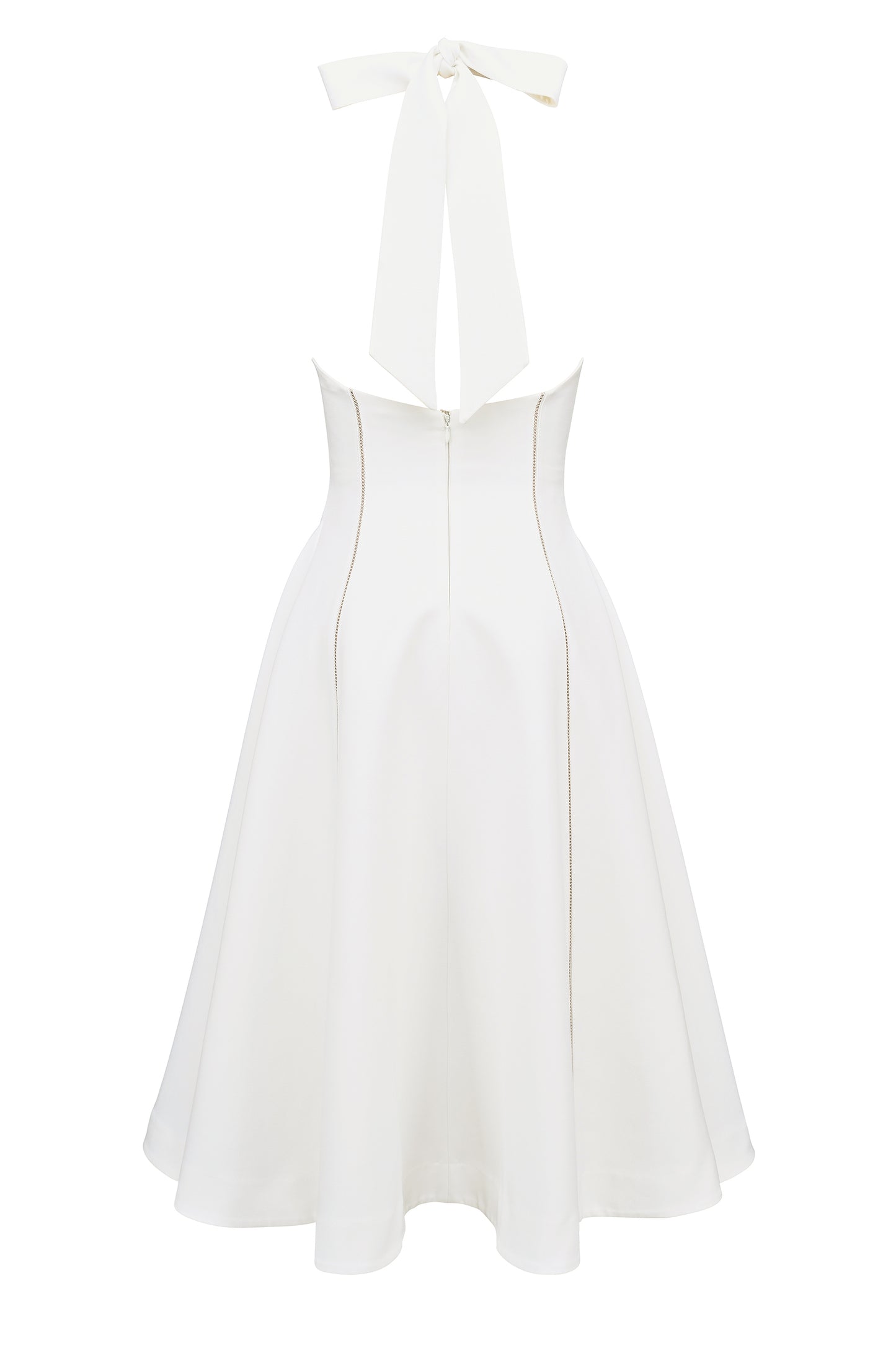 White – Ruched Slim-Fit Halter Dress
