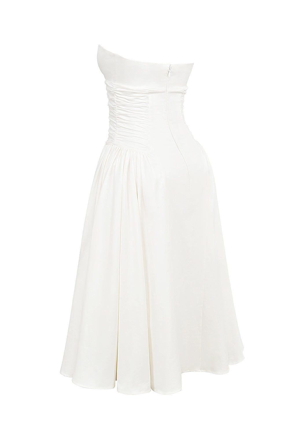White – Chic Solid Color Strapless Dress