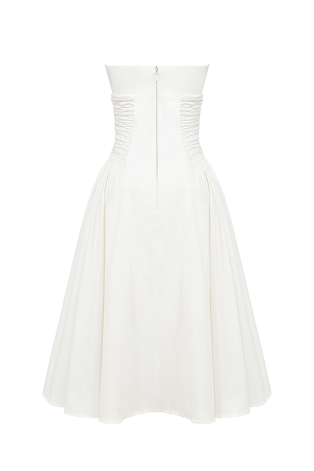 White – Chic Solid Color Strapless Dress