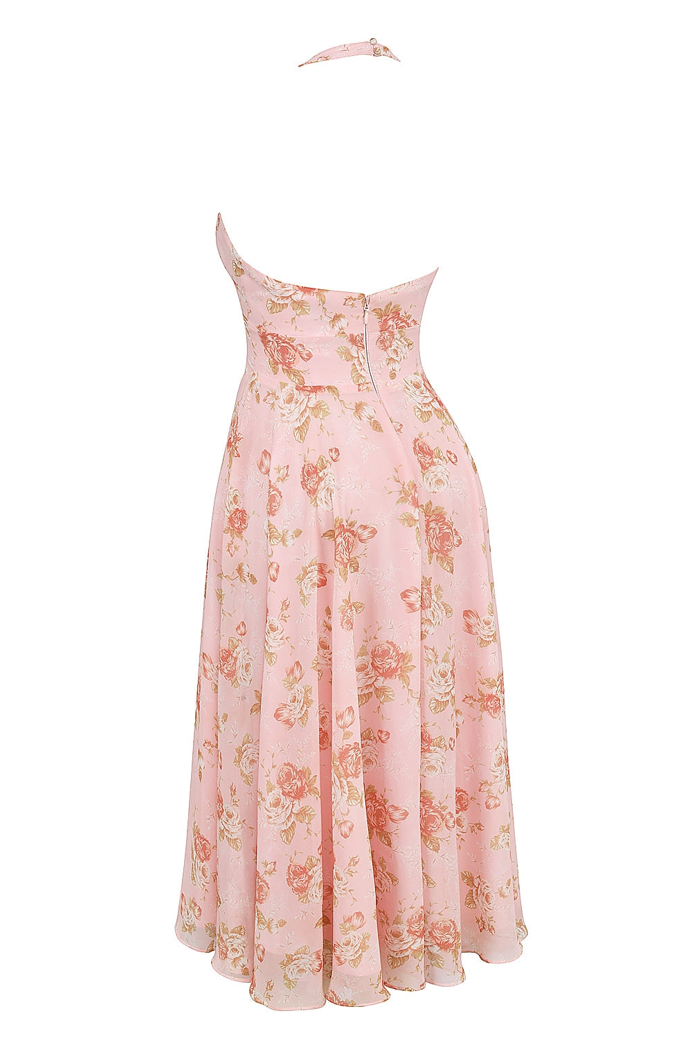 Pink – Romantic Floral Halter Vacation Dress