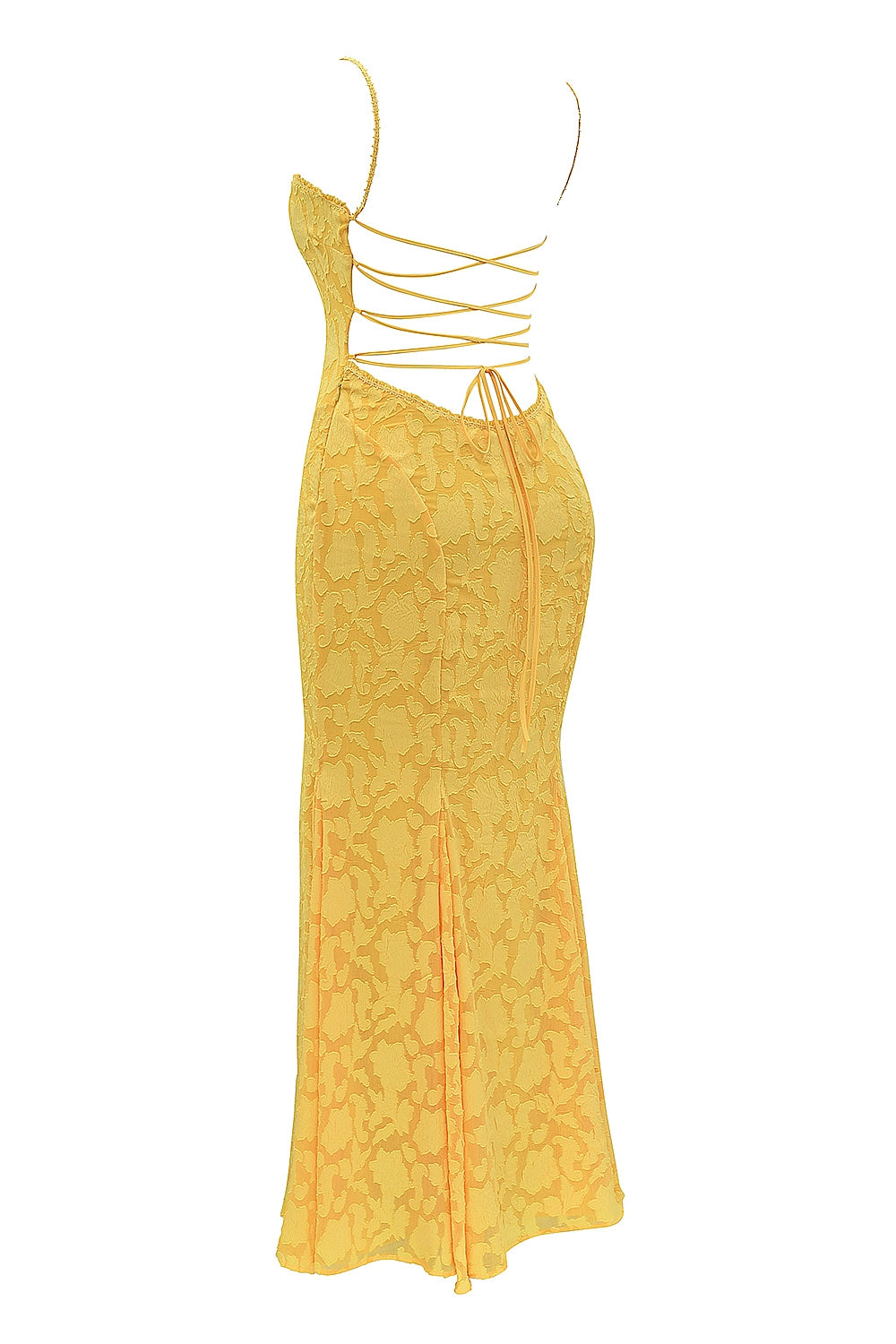 Yellow – Elegant Waist-Cinched Slip Dress