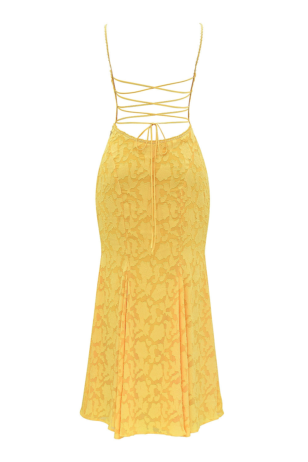 Yellow – Elegant Waist-Cinched Slip Dress