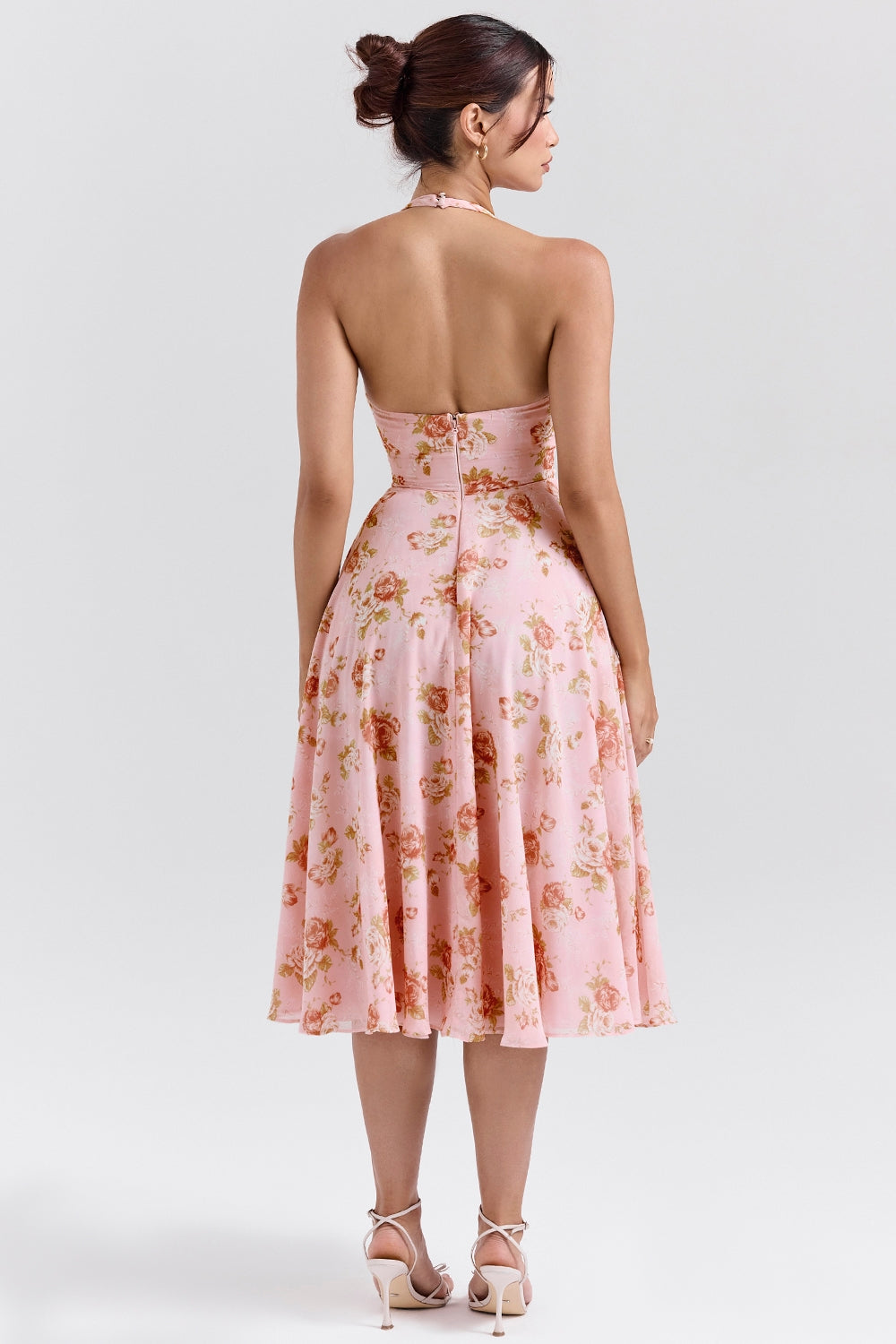 Pink – Romantic Floral Halter Vacation Dress
