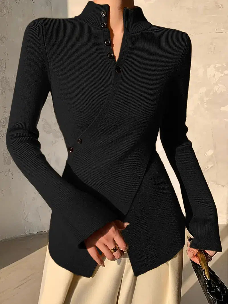 Modern Black Plain V-Neck Sweater