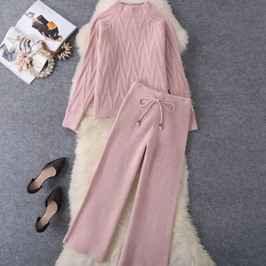 Pink Long Sleeve Two Piece Set