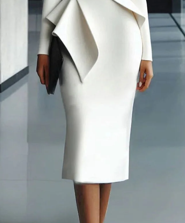 Classy Long Sleeve Plain Midi Dress