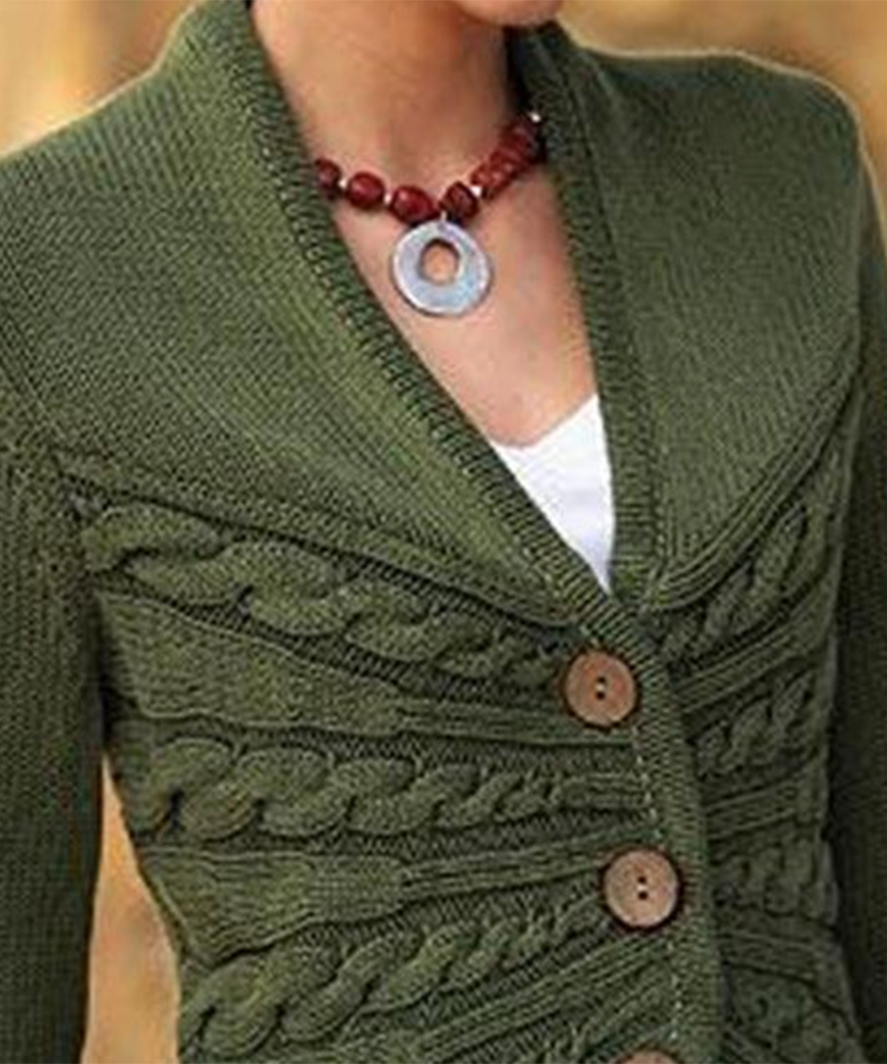 Green Long Sleeve Plain Sweater