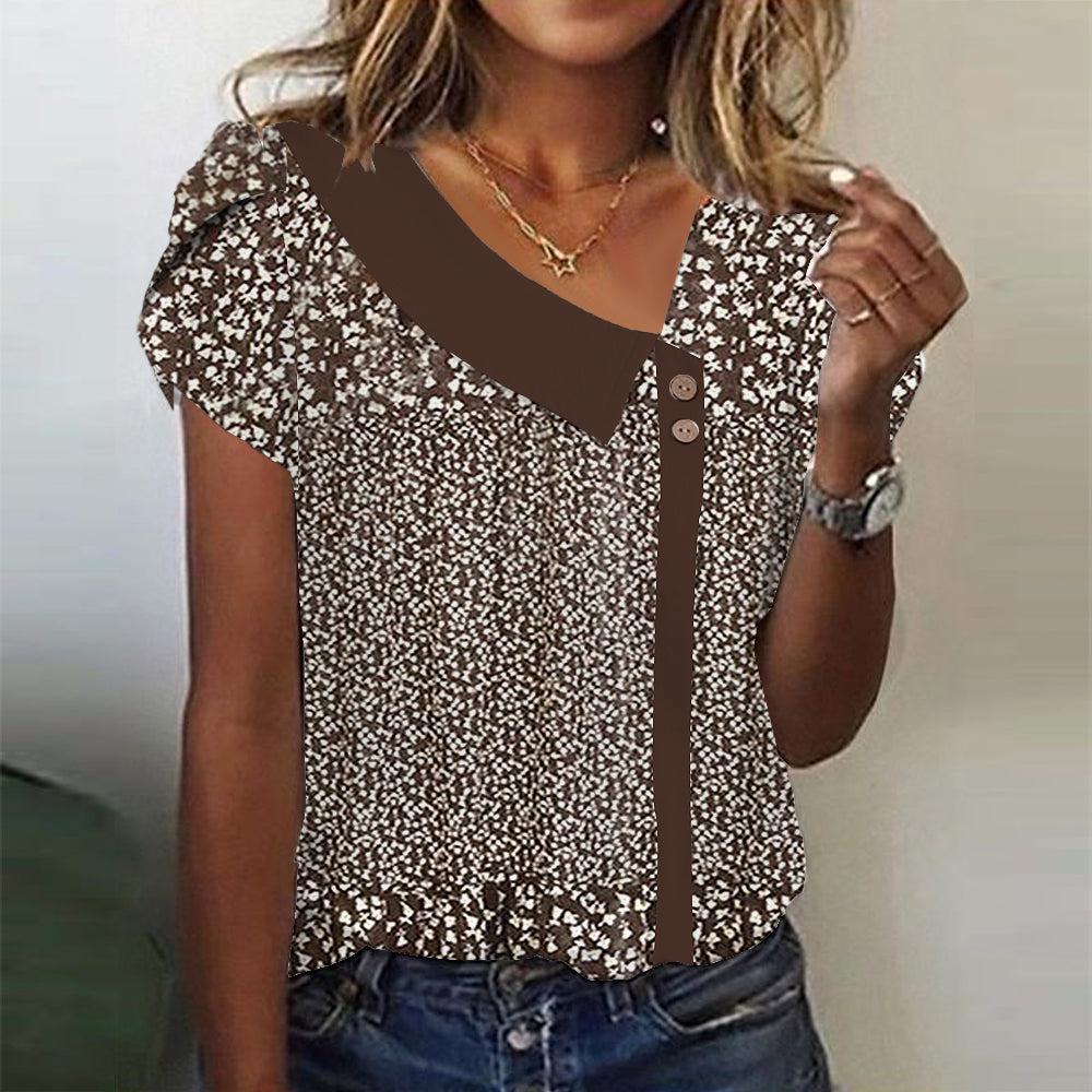 Retro Brown Short Sleeve Top