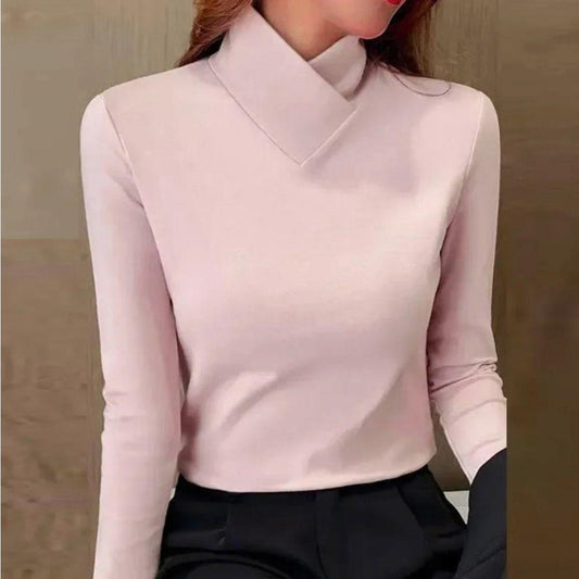 Pink Plain Long Sleeve Top