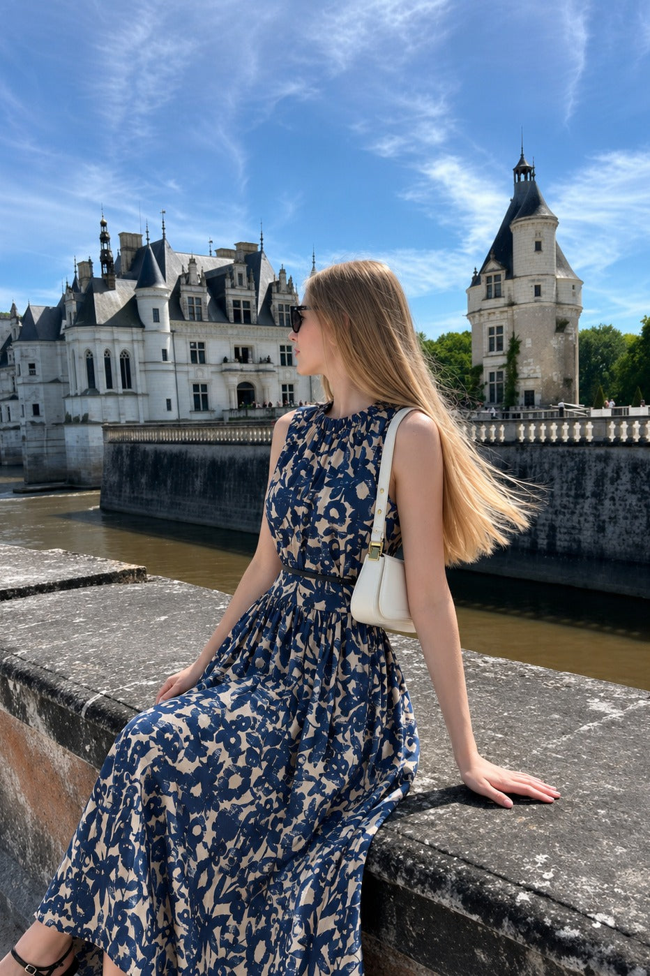 Elara · Blue Blossom Midi Dress