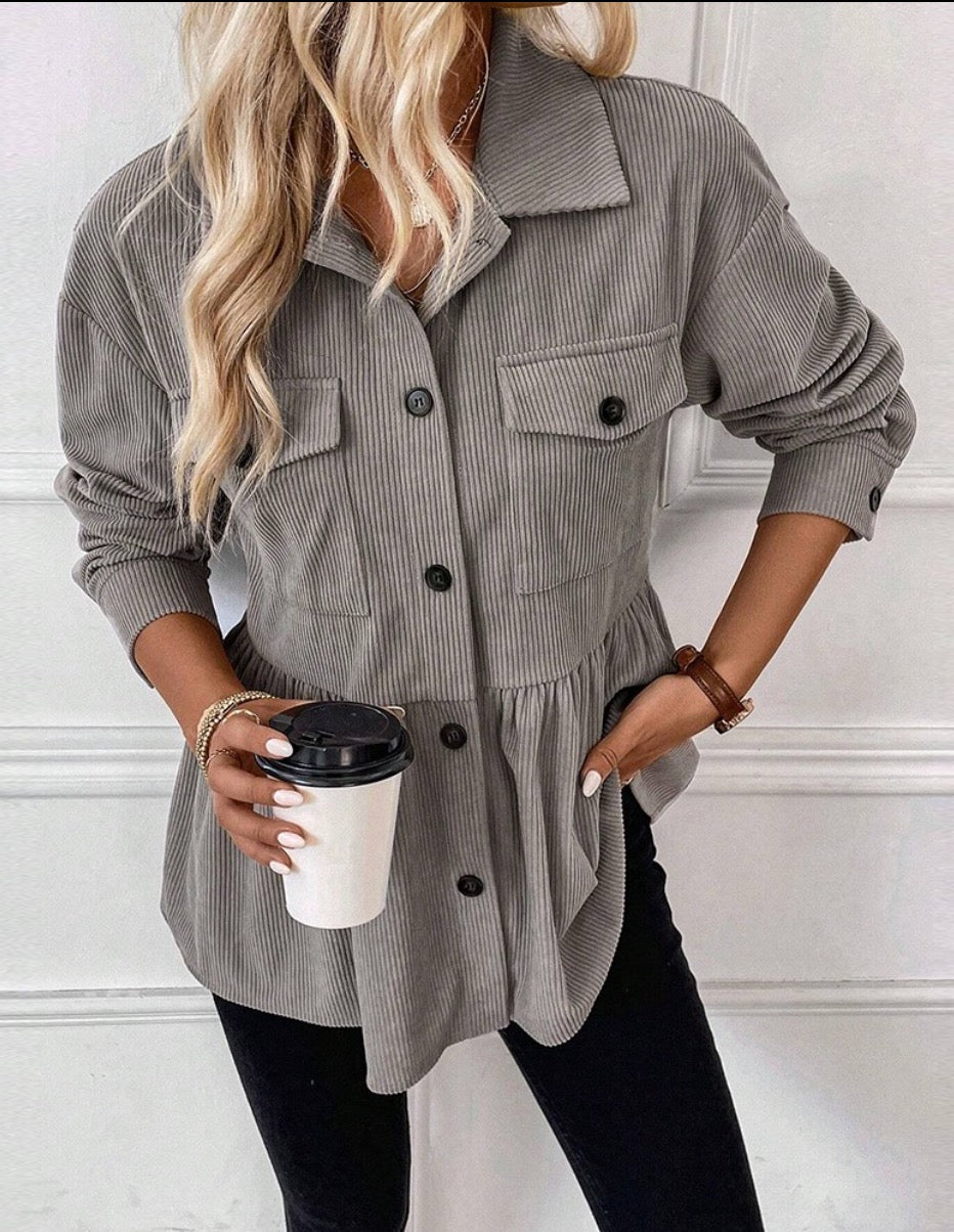 Modern Collared Plain Long Sleeve Outerwear