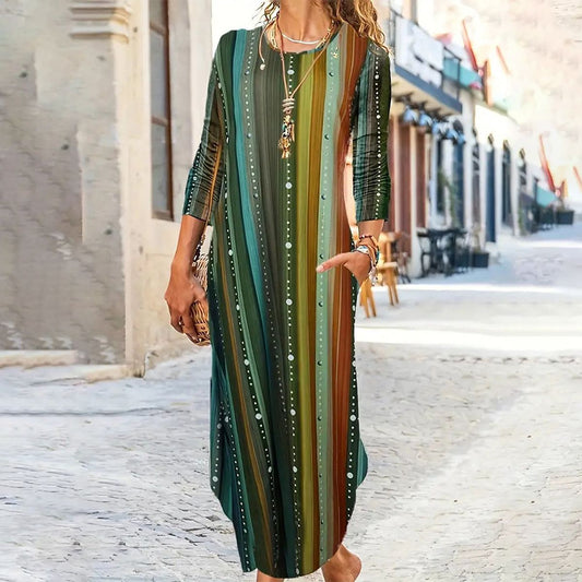 Fresh Green Round Neck Maxi Dress