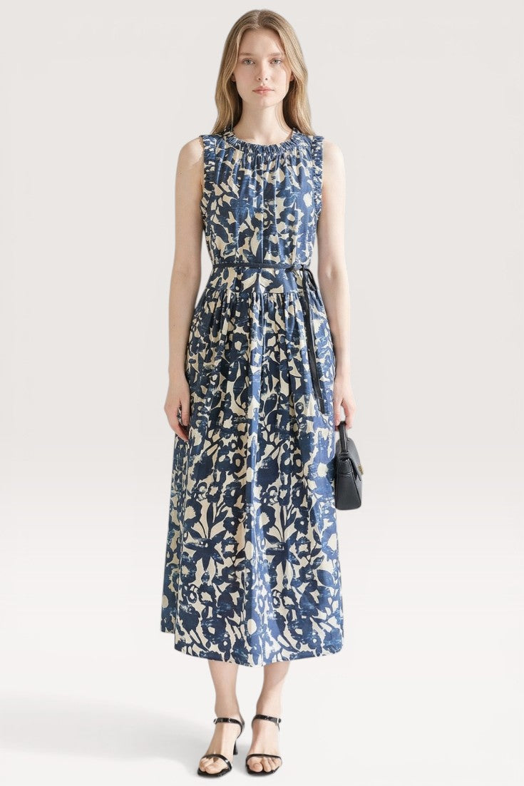 Elara · Blue Blossom Midi Dress