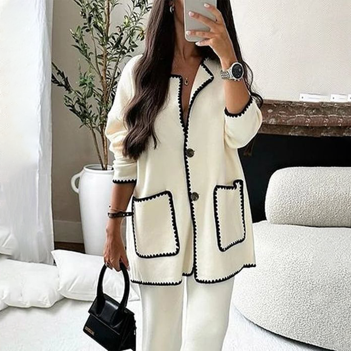 Basic White Long Sleeve Cardigan